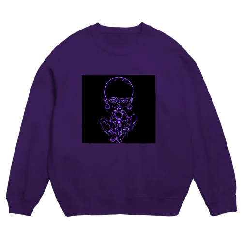 ボウズガール紫 Crew Neck Sweatshirt