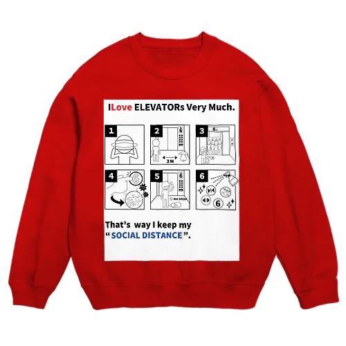 ILoveELEVATOR ソーシャルディスタンス Crew Neck Sweatshirt