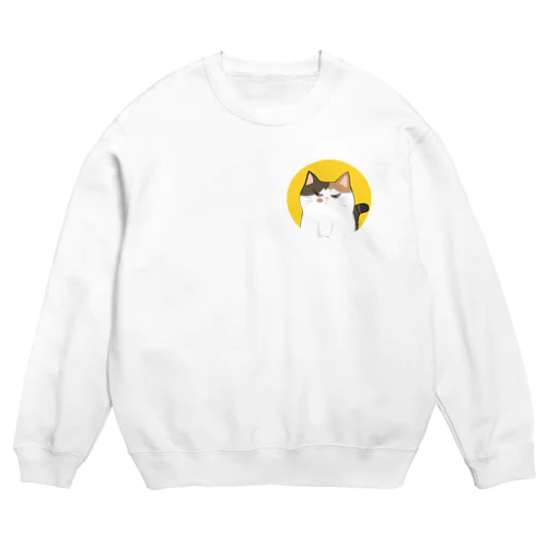 大きめまんまる三毛猫 Crew Neck Sweatshirt