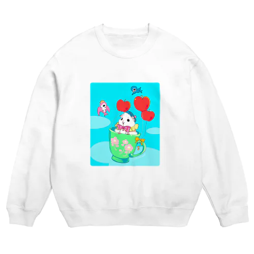 レトロ白モルモットちゃん Crew Neck Sweatshirt