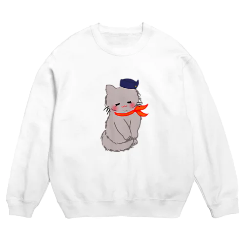 もちもちほっぺのねこ Crew Neck Sweatshirt