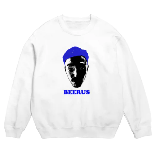 THE BEERUS FACE  ブルー Crew Neck Sweatshirt