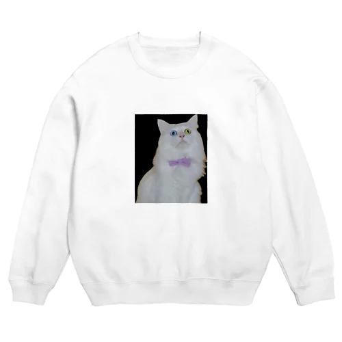 オッドアイの白猫エマメちゃんグッズ Crew Neck Sweatshirt