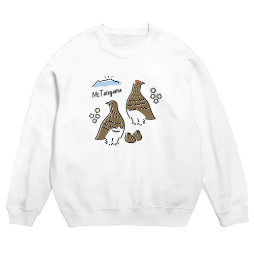 夏の立山で子育て中のライチョウさん Crew Neck Sweatshirt