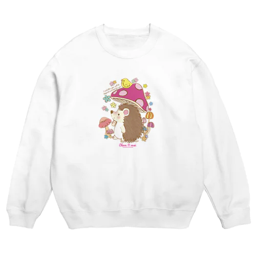 ハリネズミくん散歩中 Crew Neck Sweatshirt