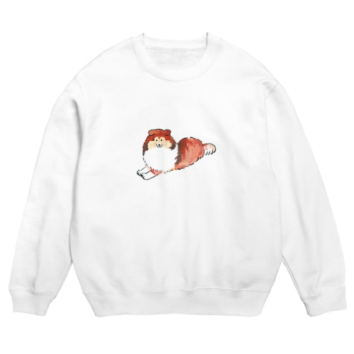 ふせをしている大人のシェルティ Crew Neck Sweatshirt