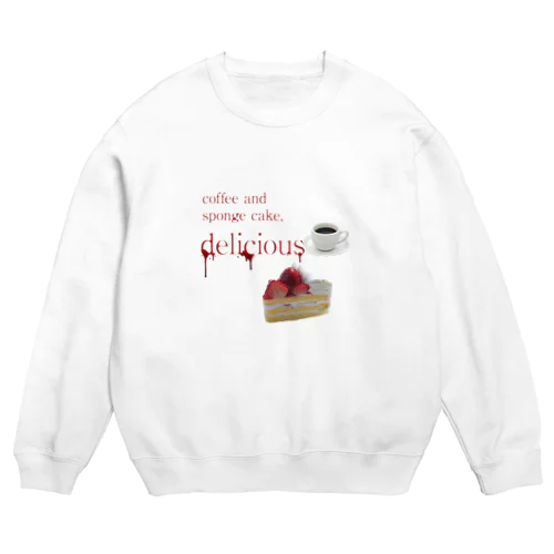 coffee and sponge cake, delicious Crew Neck Sweatshirt