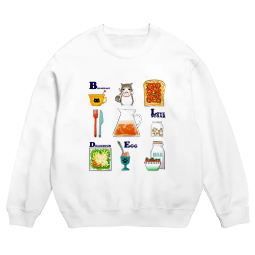 ニャンコとBREAKFAST Crew Neck Sweatshirt