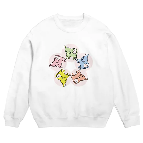 ゆるチワワ（フラワーサークル） Crew Neck Sweatshirt