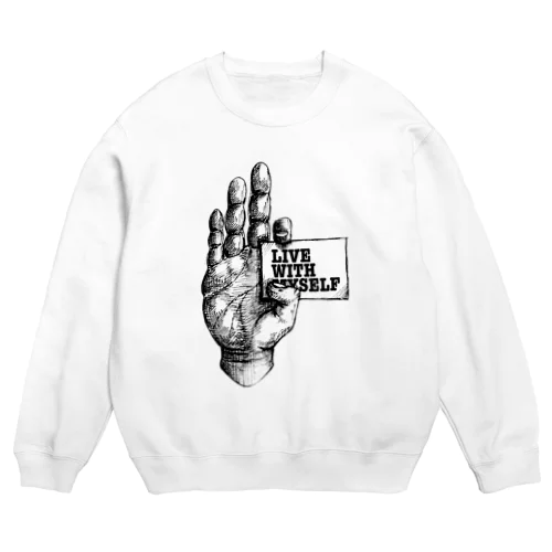 Live with myself　ペン画風 Crew Neck Sweatshirt