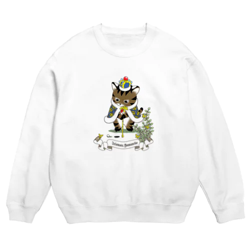 ゴルフするイリオモテヤマネコ Crew Neck Sweatshirt