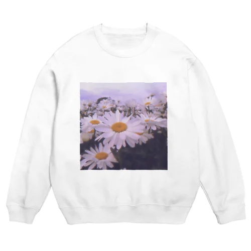 White flowers 白いお花 Crew Neck Sweatshirt
