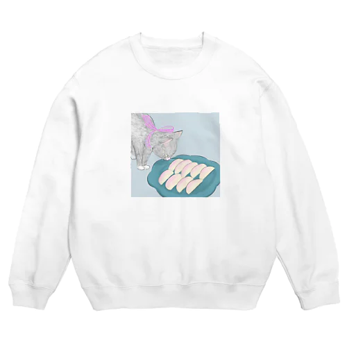 桃つまみぐいにゃんこ Crew Neck Sweatshirt