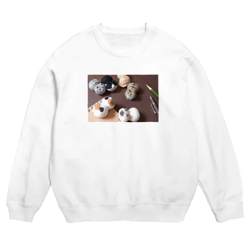 戯れまめねこ Crew Neck Sweatshirt