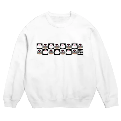 もっちり市松文鳥ズ Crew Neck Sweatshirt