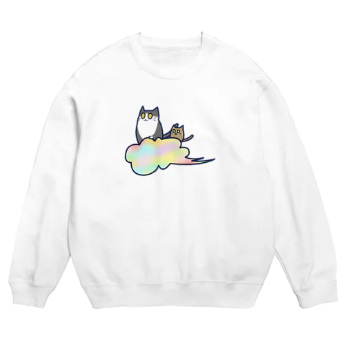 五色の雲と二匹の猫 Crew Neck Sweatshirt