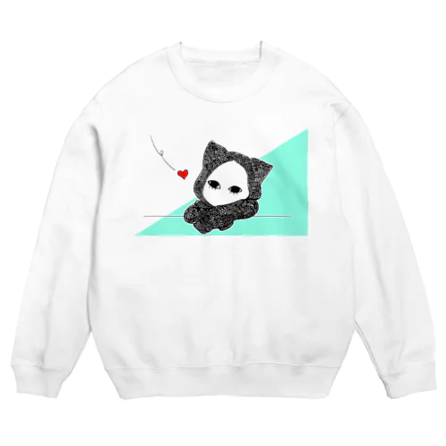 たそがれキズねこ ミント Crew Neck Sweatshirt