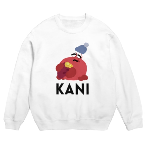 焼き芋を食べるカニ〈文字白〉 Crew Neck Sweatshirt