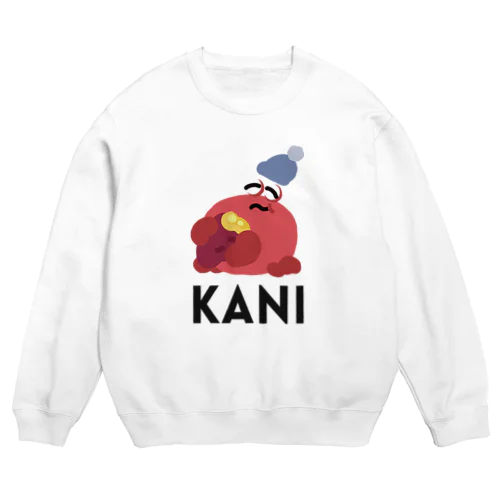 焼き芋を食べるカニ〈文字白〉 Crew Neck Sweatshirt