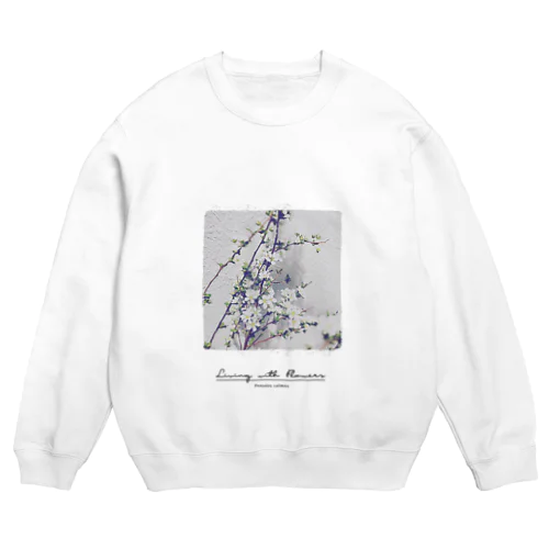 白い花 Crew Neck Sweatshirt