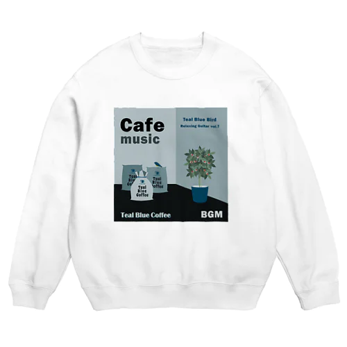 Cafe music - Teal Blue Bird - Crew Neck Sweatshirt