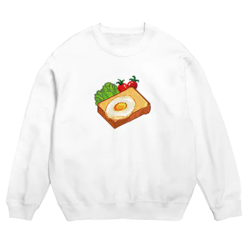 ピクセル・目玉焼きトースト Crew Neck Sweatshirt