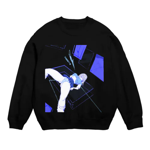 Wobbling 青の心象02 エロポップ 揺らぎ ガールズイラスト Crew Neck Sweatshirt