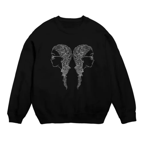 少女の横顔 whiteprint Crew Neck Sweatshirt