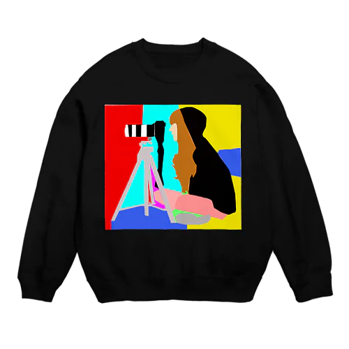 女の子＆カメラ Crew Neck Sweatshirt