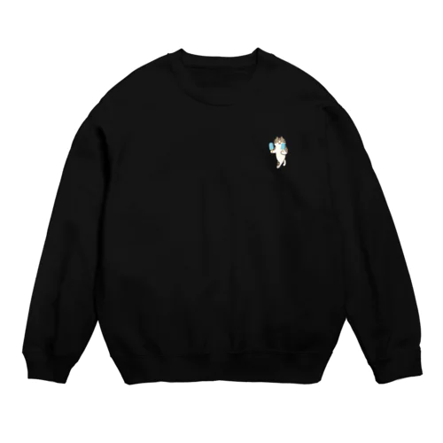 【小】ソーダアイスを意気揚々と運ぶねこ Crew Neck Sweatshirt