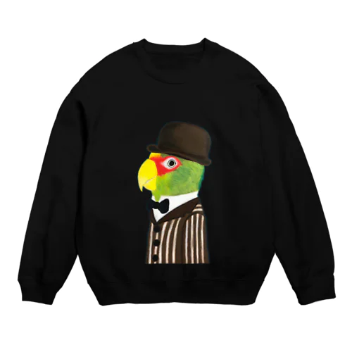 コボウシインコ紳士 背景なし Crew Neck Sweatshirt