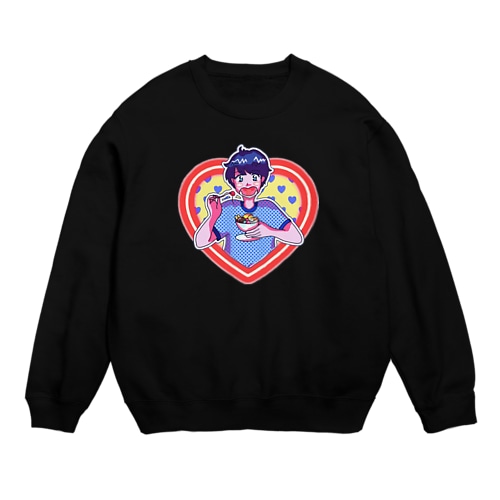 愛にゲンミツな男、アンミツを食べる Crew Neck Sweatshirt