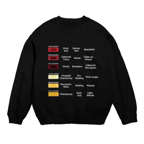 ワイン好きのためのカラーチャート（PART2・白文字) Crew Neck Sweatshirt