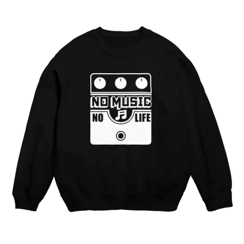 ノーミュージックノーライフ ビッグマフデザイン ホワイト Crew Neck Sweatshirt