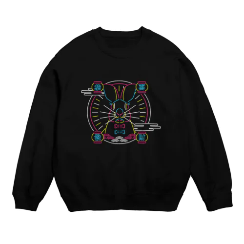 【背景なし】兎年ネオン  Crew Neck Sweatshirt