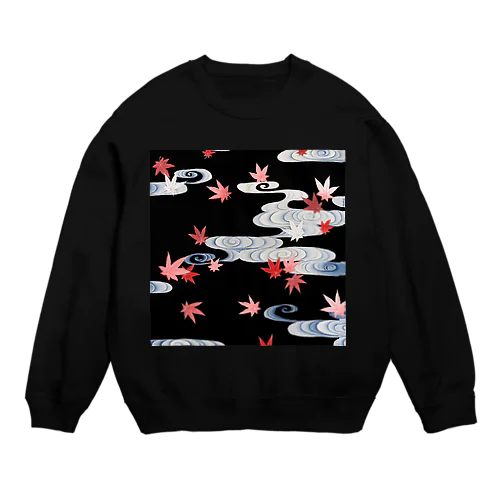 和風　着物柄　「水面のもみじ」□■ Crew Neck Sweatshirt