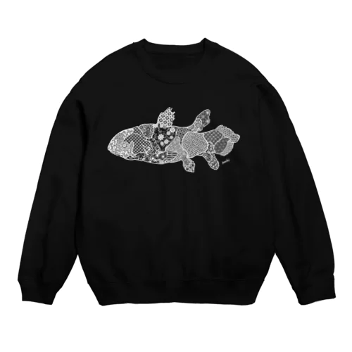 花とシーラカンス (白線) Crew Neck Sweatshirt