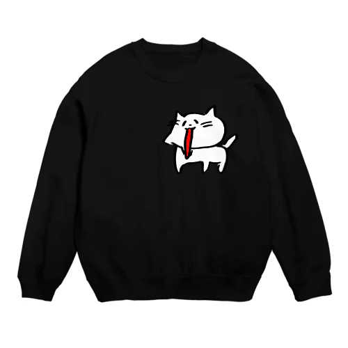 あごのはずれたねこ Crew Neck Sweatshirt