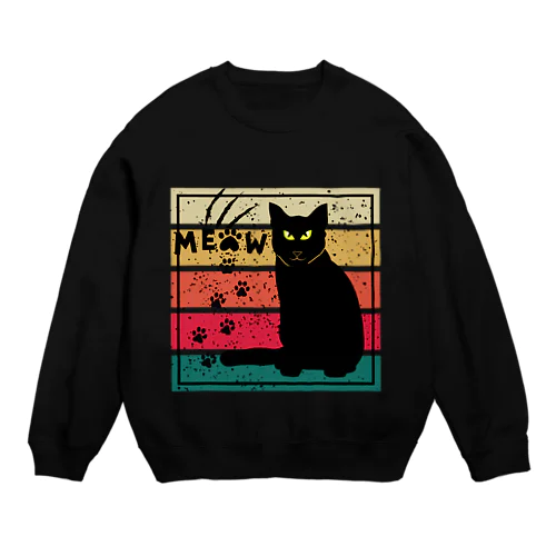 black cat meow paw signature スウェット