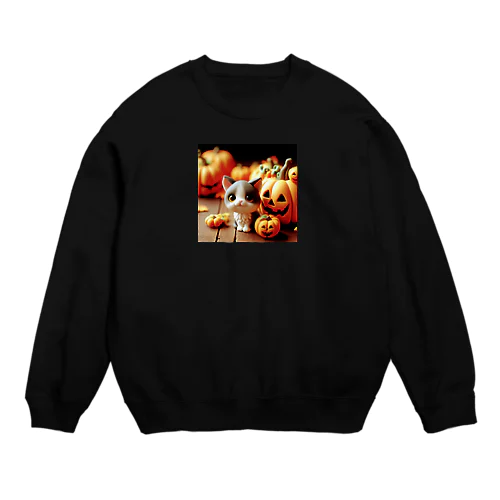 ハロウィン🎃にゃんこ Crew Neck Sweatshirt