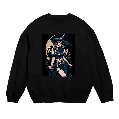 青いマントのブロンド魔女 Crew Neck Sweatshirt