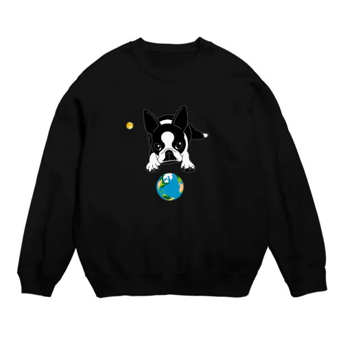 ボストンテリア(地球と月)[v2.8k] Crew Neck Sweatshirt