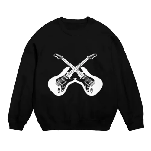 クロスギターホワイト Crew Neck Sweatshirt