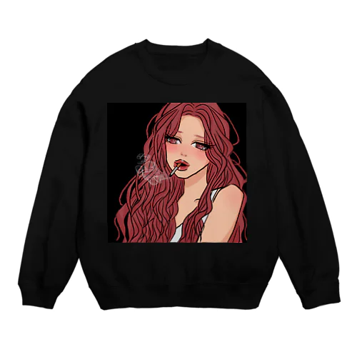 女の子タバコイラスト Crew Neck Sweatshirt