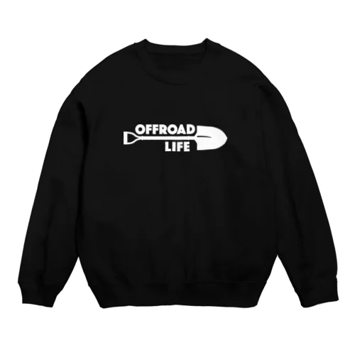 オフロードライフ スコップデザイン クロカン ホワイト Crew Neck Sweatshirt