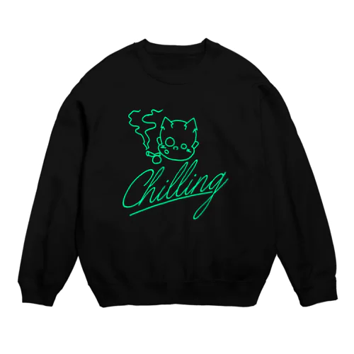 chilling DEVL(blue green) Crew Neck Sweatshirt