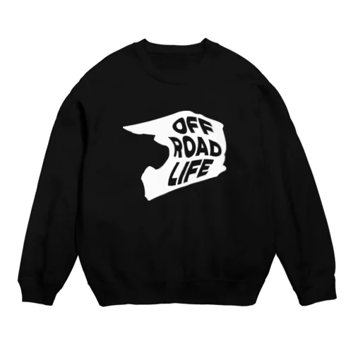 オフロードライフ オフロードヘルメットシルエットデザイン ホワイト Crew Neck Sweatshirt