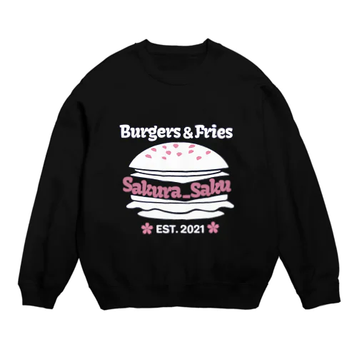 Burgers&Fries Sakura_Saku ロゴアイテム（ホワイト） Crew Neck Sweatshirt