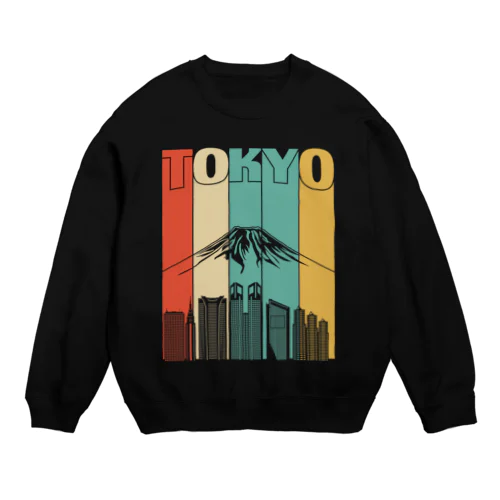 東京と富士山 Crew Neck Sweatshirt