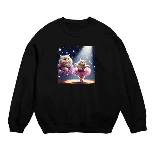 猫バ(パープル) Crew Neck Sweatshirt